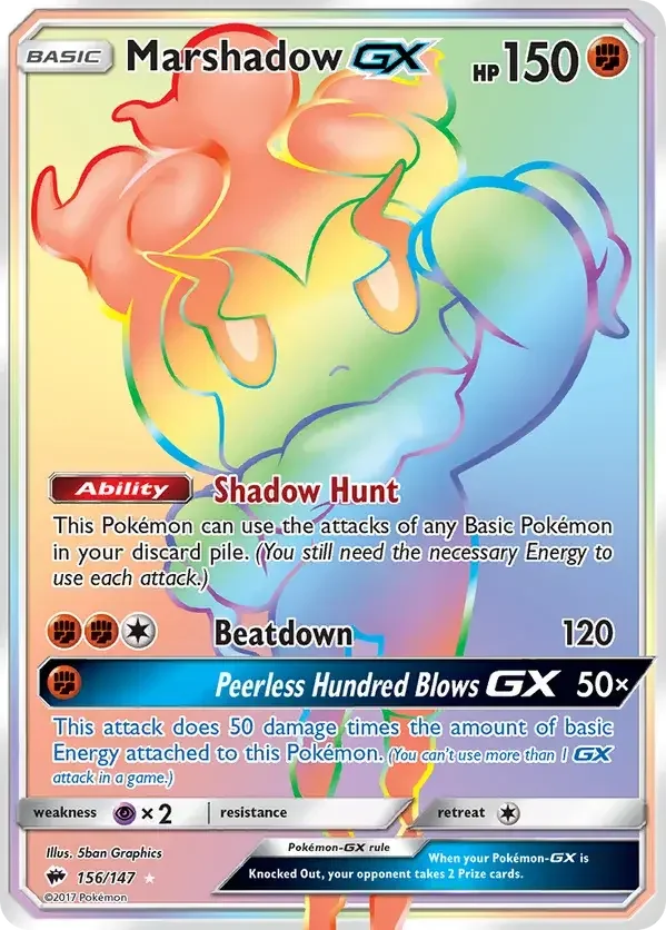 156/147 from Burning Shadows Rainbow Rare Pokemon Card