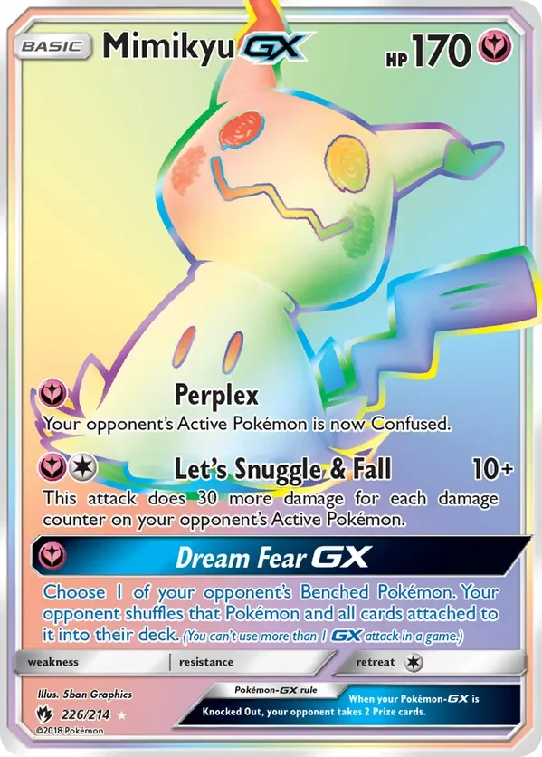 226/214 Mimikyu GX Rainbow Rare Pokemon Card