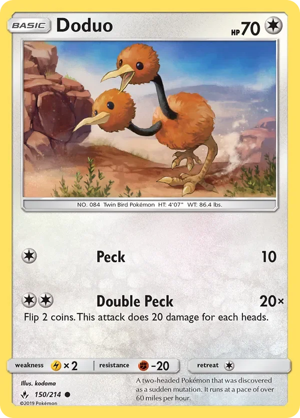 150/214 Doduo Common Pokemon Card