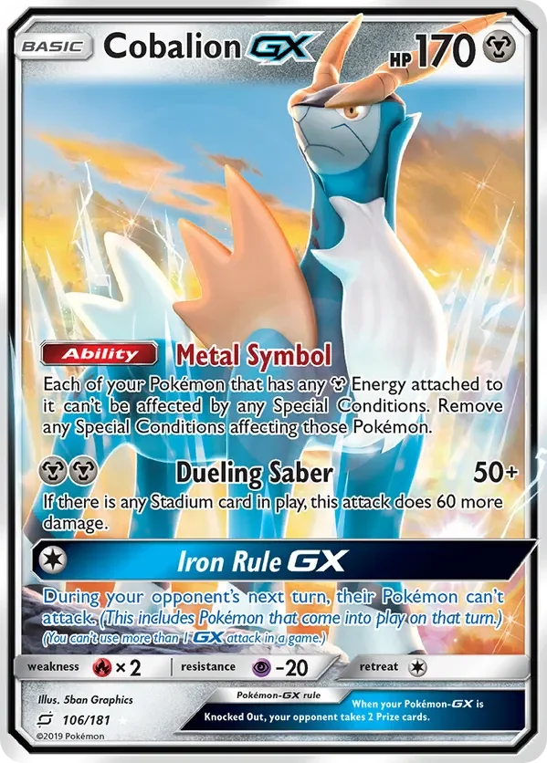 106/181 Cobalion GX Ultra Rare Pokemon Card