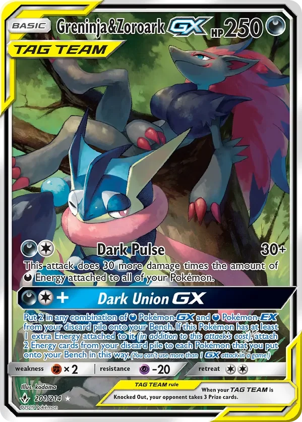 201/214 Greninja & Zoroark GX Alternate Full Art Ultra Rare Pokemon Card